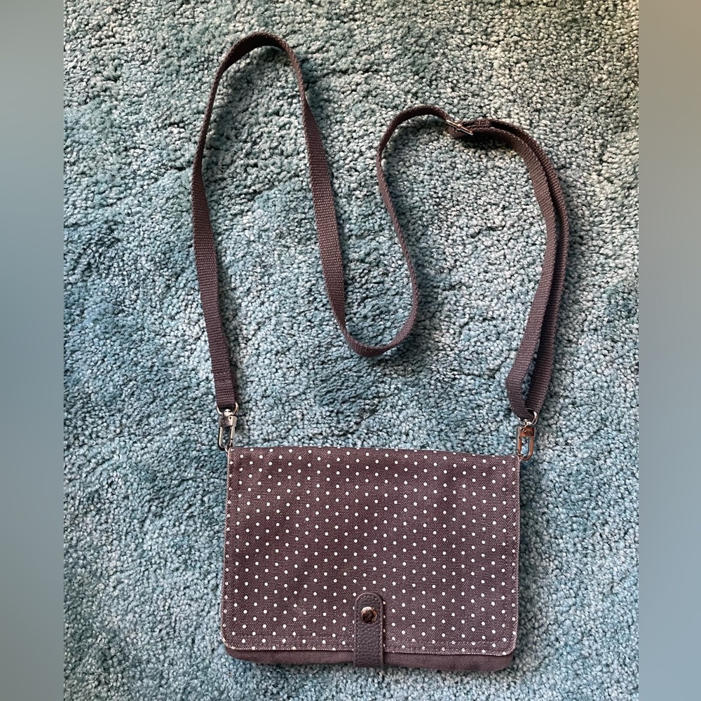 31 Grey w White Polka Dot Crossbody Purse